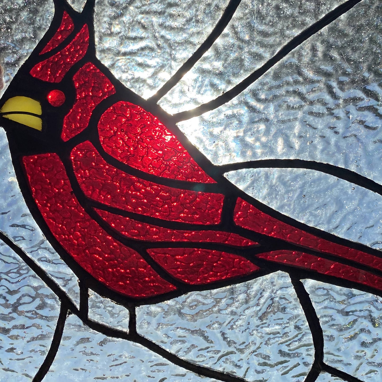 11"H Clara the Cardinal Red Stained Glass Window Panel