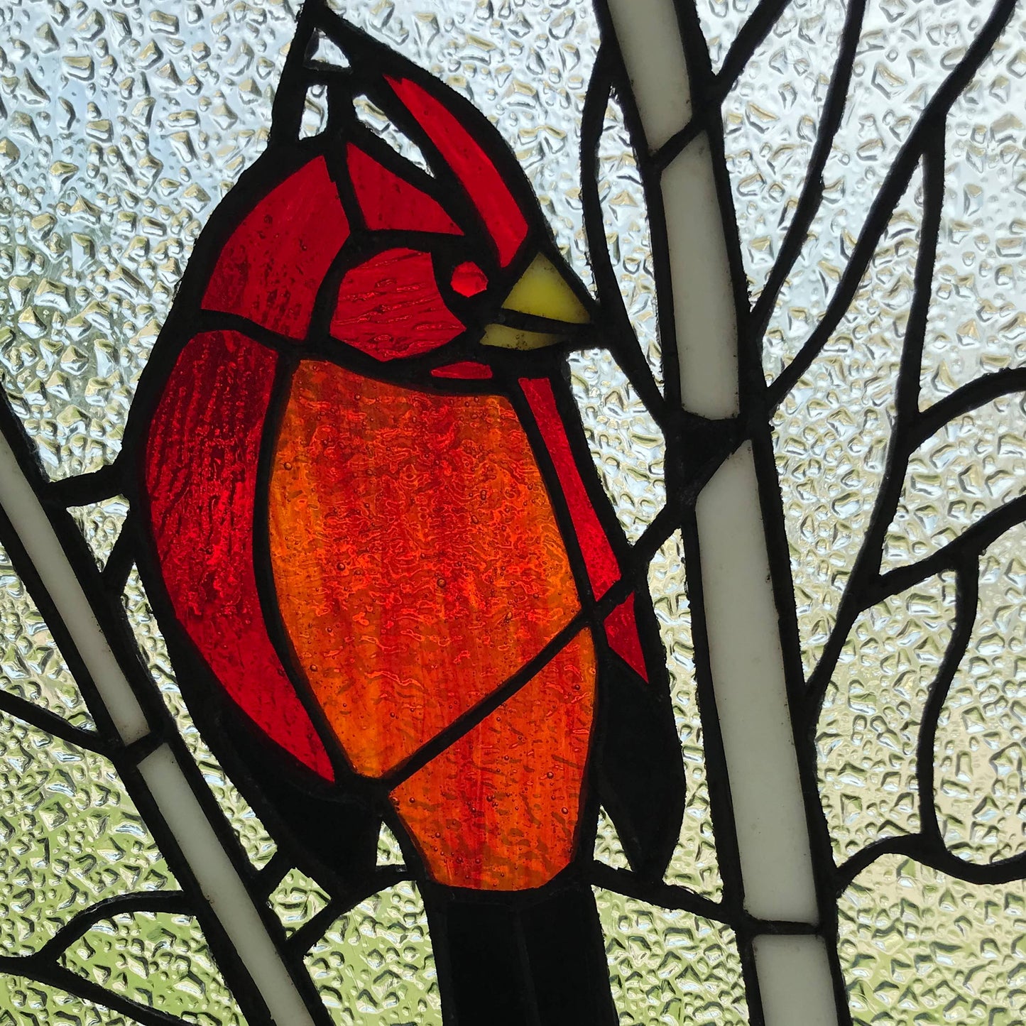 18.5"H Annabelle Red Cardinal Stained Glass Window Panel