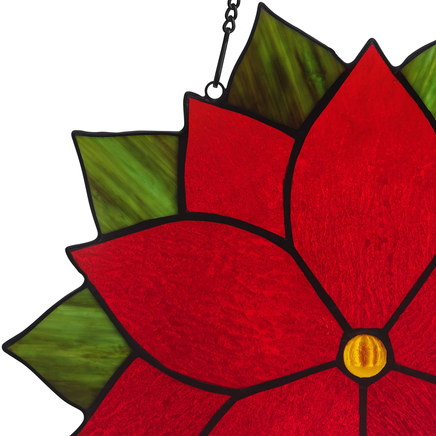 12"H Mary Red Holiday Poinsettia Stained Glass Window Panel