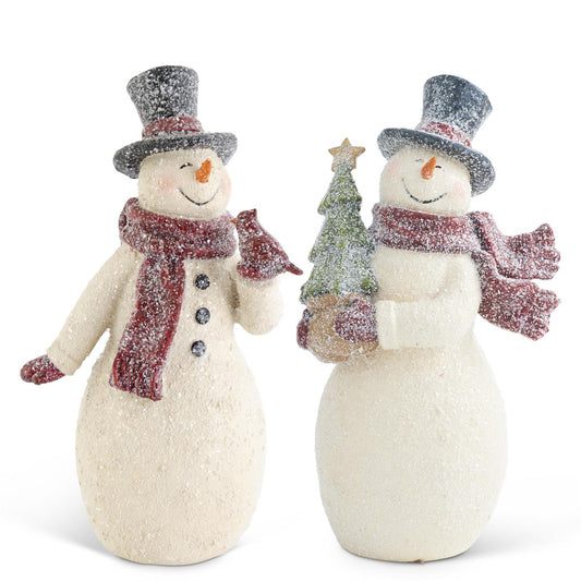 Assorted 8.5 Inch Glittered Resin Vintage Snowmen