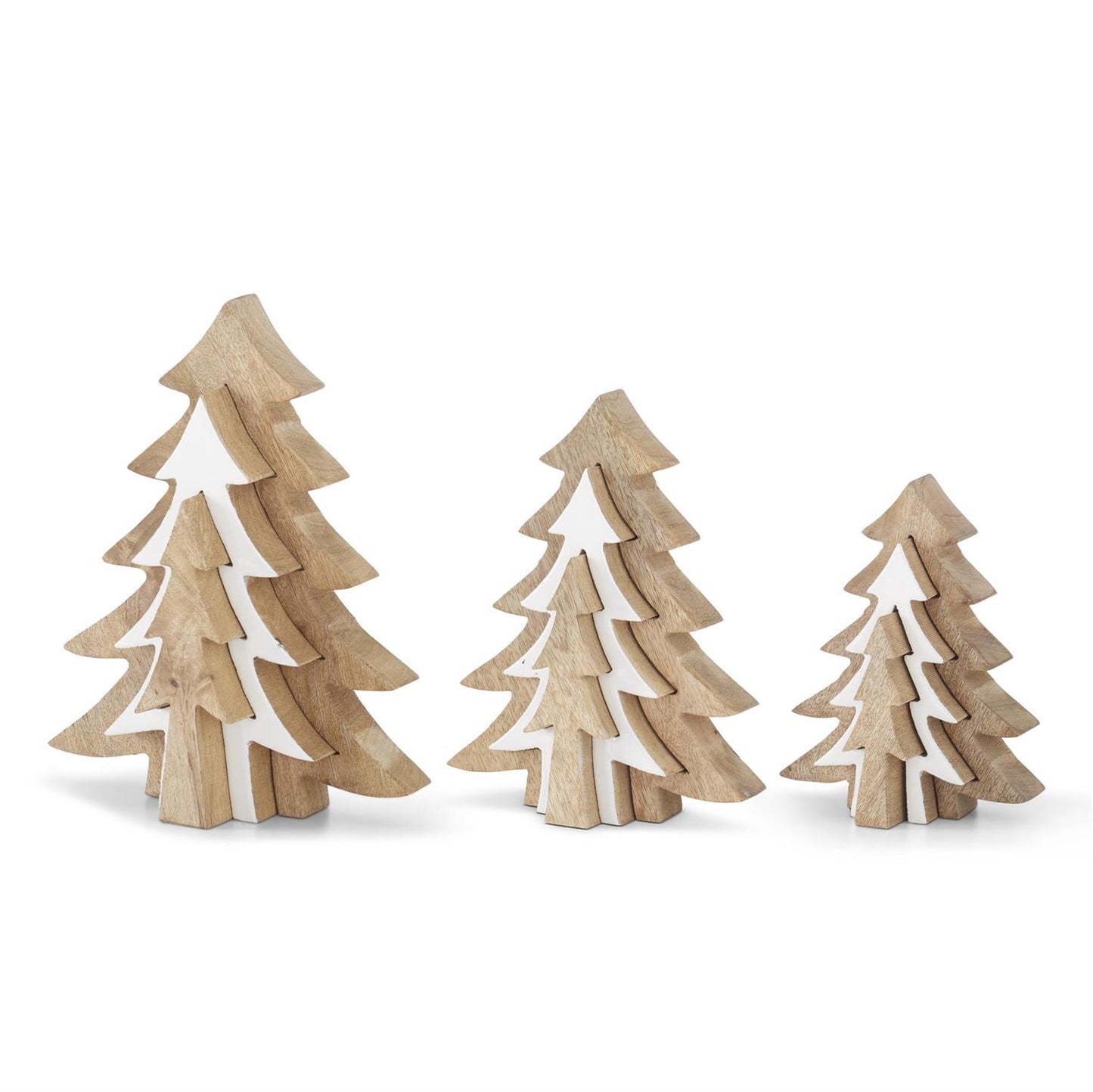 Wood Trees w/White Enameled Center Cutout Trees