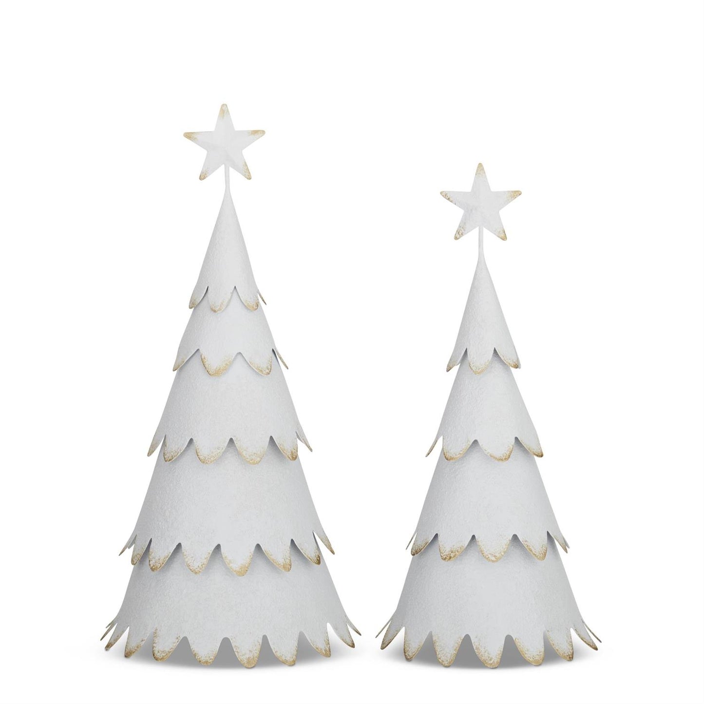 Textured White Metal Trees w/Gold Gilded Scalloped Tips