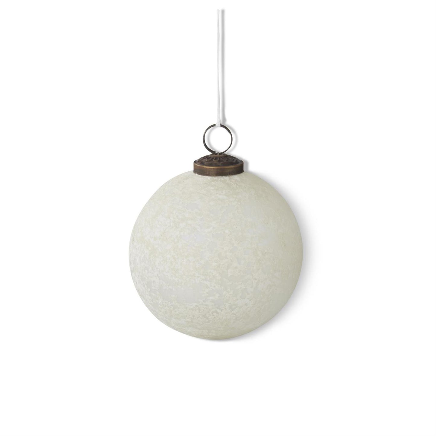 4 Inch White Frosted Glass Ornament