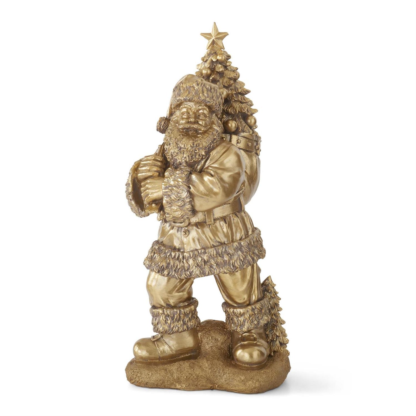 23 Inch Antique Gold Resin Santa