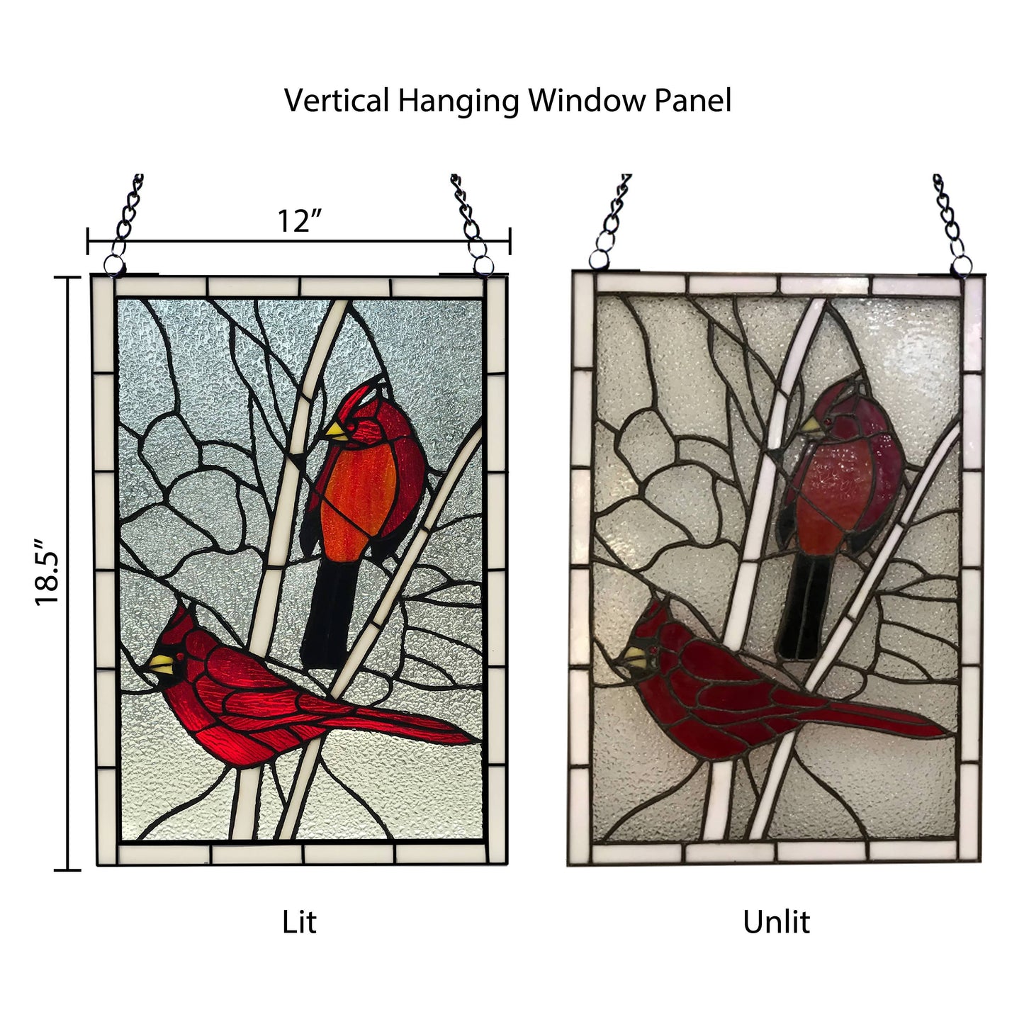 18.5"H Annabelle Red Cardinal Stained Glass Window Panel