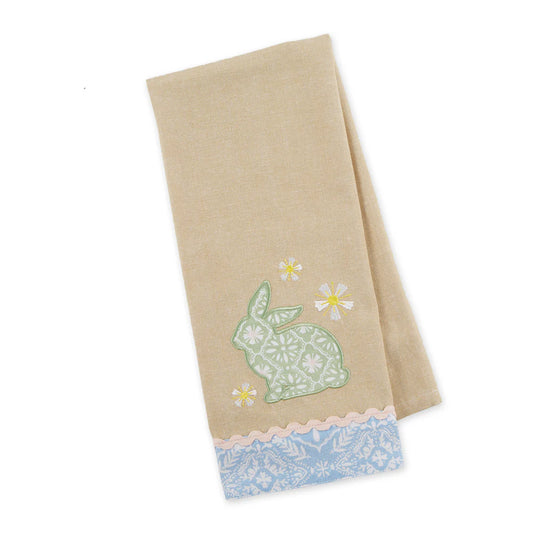 Garden Bunny Embellished Dishtowel