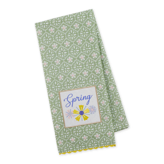 Spring Flowers Embellished Dishtowel