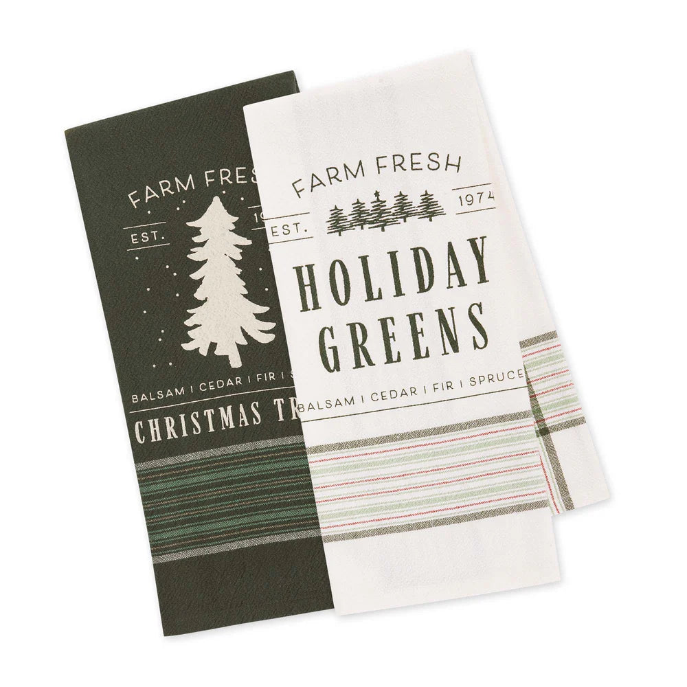 TREE FARM PRINTED DISHTOWELS MIXED DOZEN