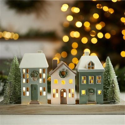 LED Houses 11.75"L x 5.5"H Resin 2 AAA Batteries Not Included