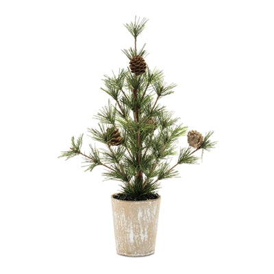 Potted Mini Tree 14.5”H Plastic