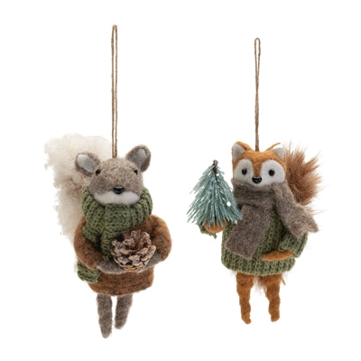 Squirrel and Fox Ornament (2 Asst) 6”H Polyester