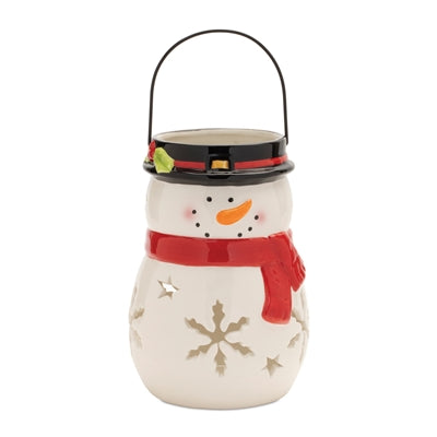 Snowman Candle Holder 9”H