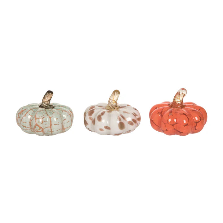 Glass Mini Pumpkins 3 Asst