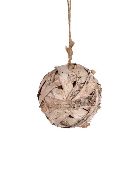 6"DIA BIRCH BARK BALL ORNAMENT