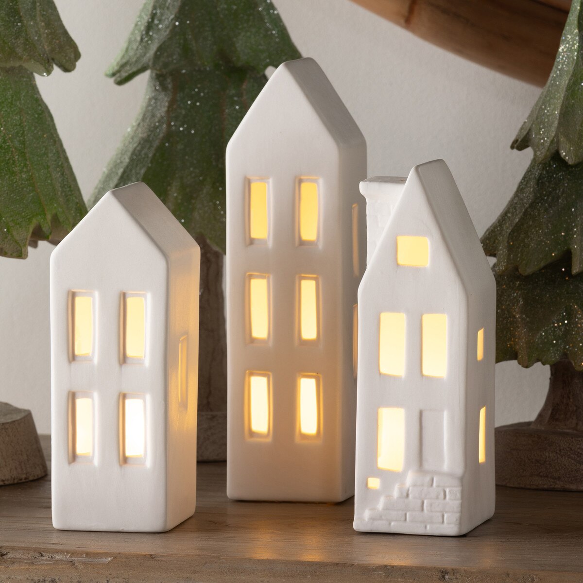 Ceramic LED Lighted Townhouses