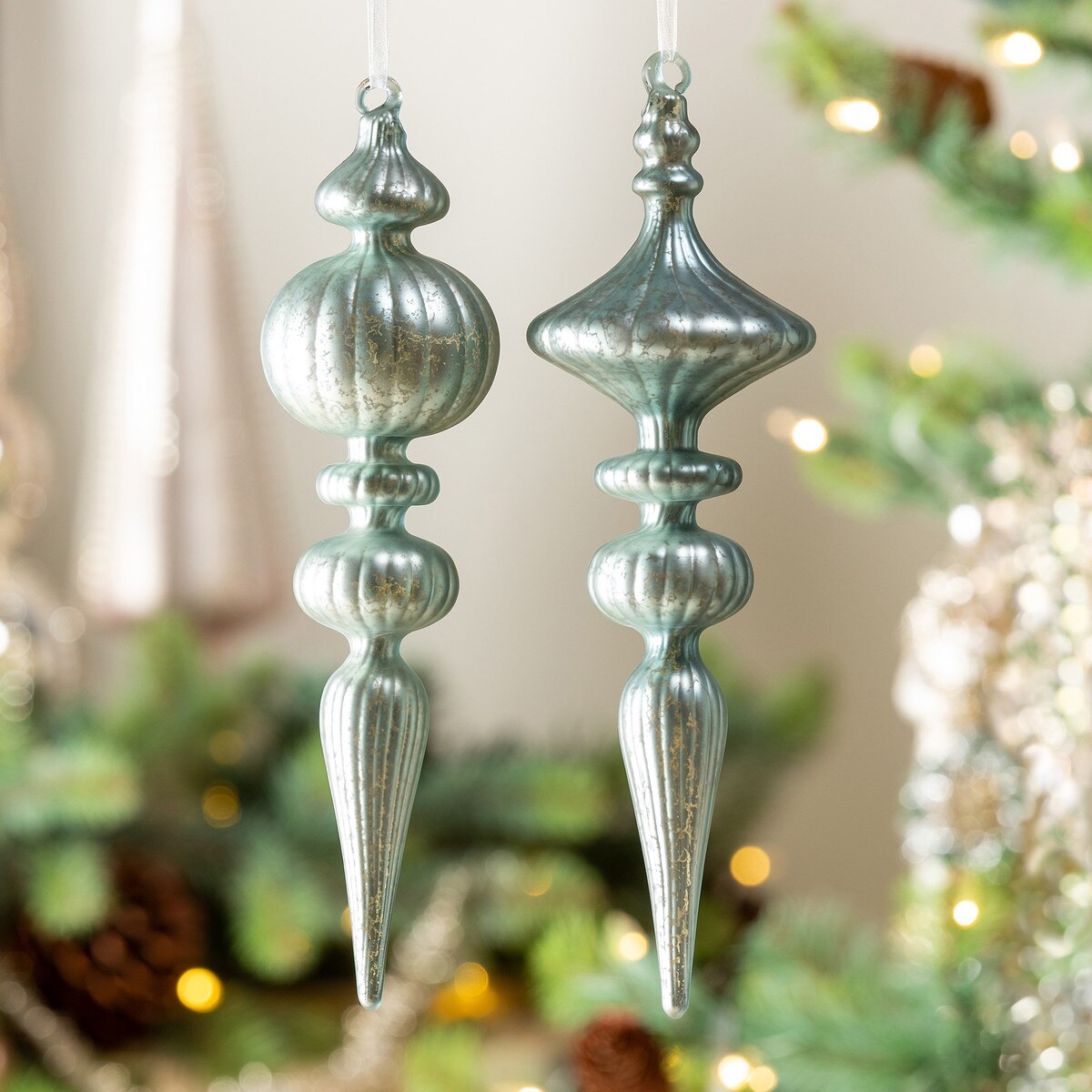 Opaque Blush Glass Finial Ornament