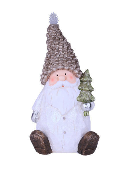 18"HX9.5"L LIGHTED SITTING SANTA W/TREE