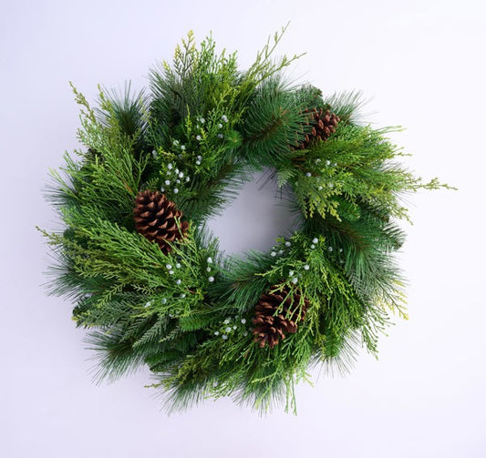 24"DIA DEEP WOODS MIXED PINE WREATH