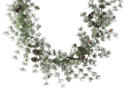 6'L MINI PINE/PINECONE GARLAND W/SNOW