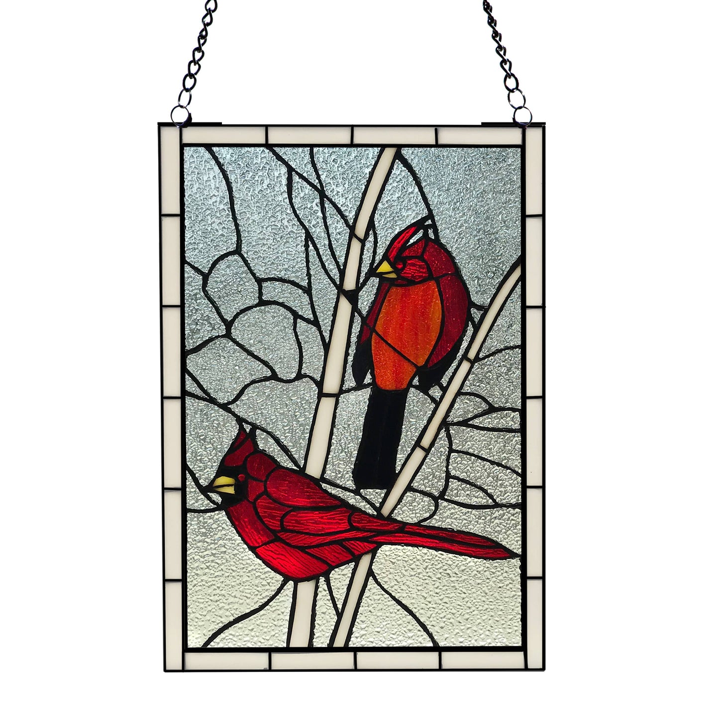 18.5"H Annabelle Red Cardinal Stained Glass Window Panel