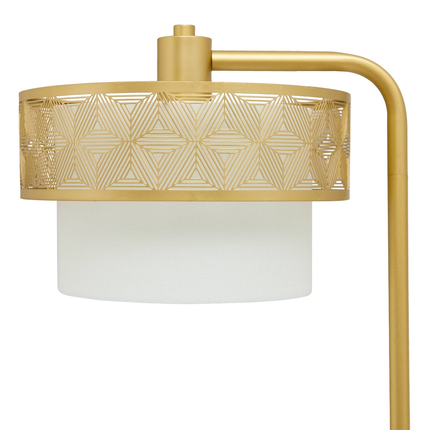 62.25"H Alena Mixed-Material Gold & White Shade Floor Lamp