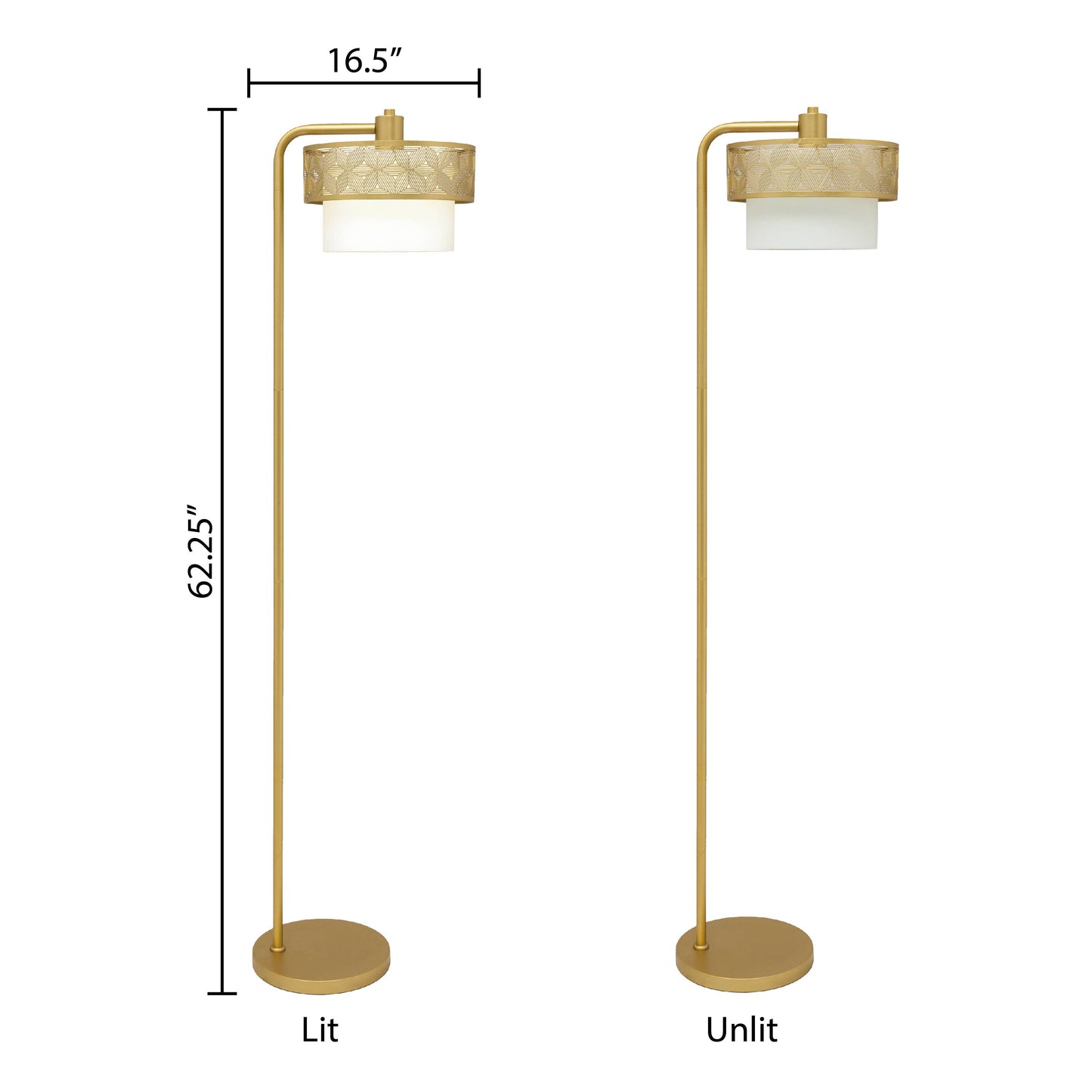 62.25"H Alena Mixed-Material Gold & White Shade Floor Lamp