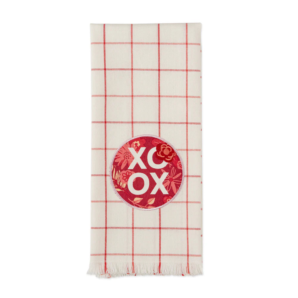 Floral XOXO Embellished Dishtowel